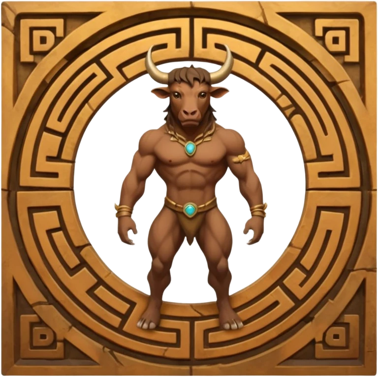 solarpunk style, oil paint - skinny The Minotaur lurks in the middle of the labyrinth emoji