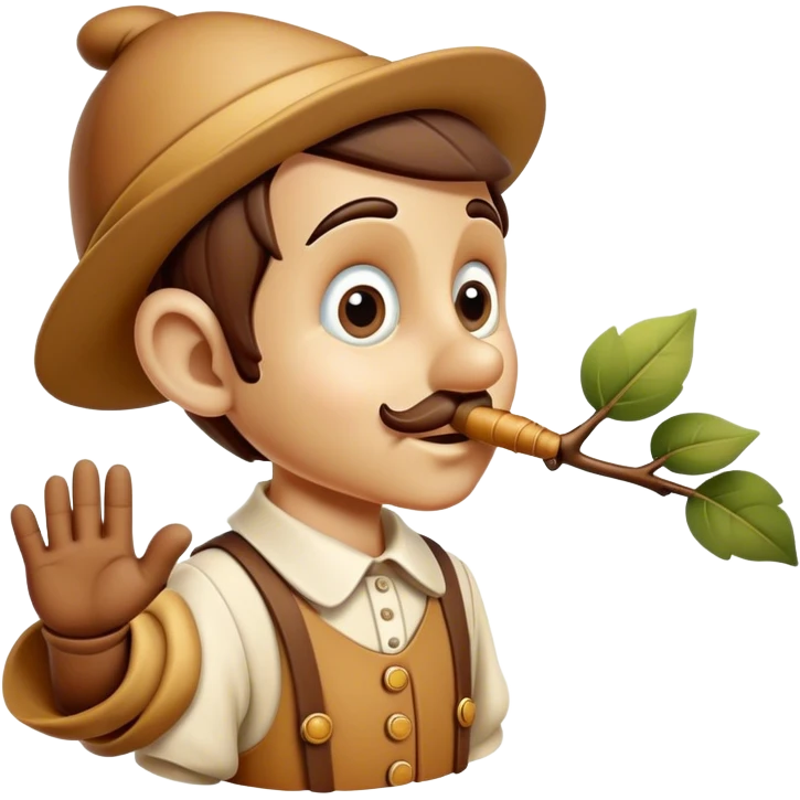 Pinnochio with a branch nose  emoji