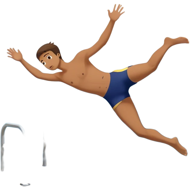 A person throwing himself off of a diving board, looking determined. Below them is a pool of water labeled “Confidence.” Instead of hesitating, they count 5-4-3-2-1 and jump in, representing taking action despite fear. emoji
