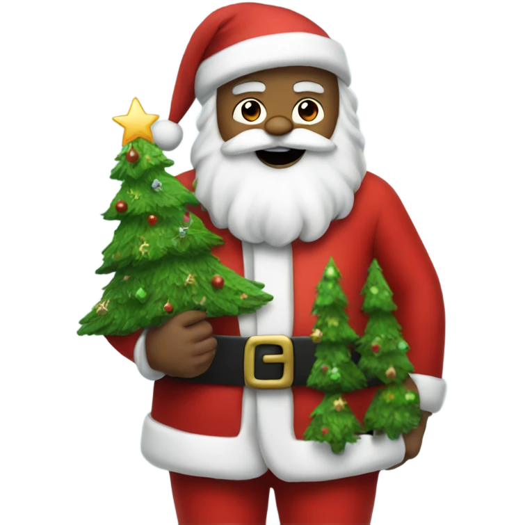 Santa with a tatoo of a Christmas tree on his butt emoji