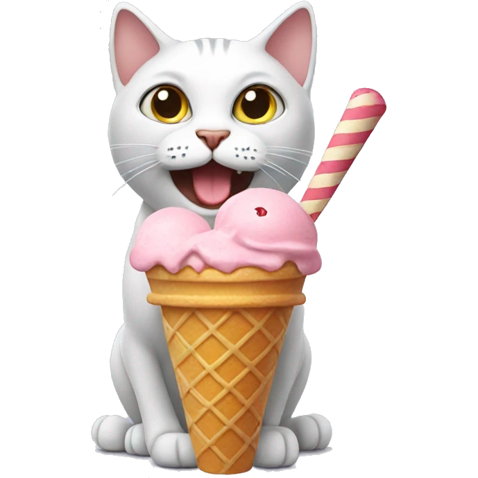 Cat with ice cream emoji