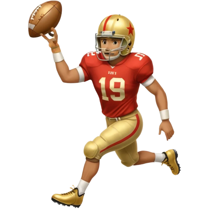 football player trophy gold old helmet player giving stiff arm knee up emoji