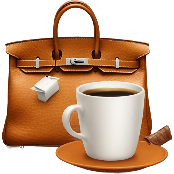 Hermes Birkin bag with cup of coffee  emoji