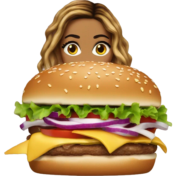 Beyoncé eats a humburgers emoji