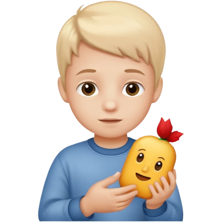 A Lil kid holding 6 7 on emoji