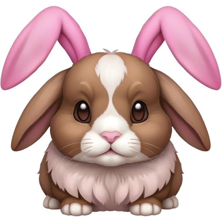 brown holland lop bunny (portrait, facing forward, iOS 17 style, happy) emoji