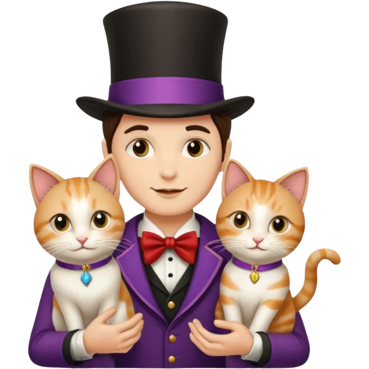 magician couple and their pet cat emoji