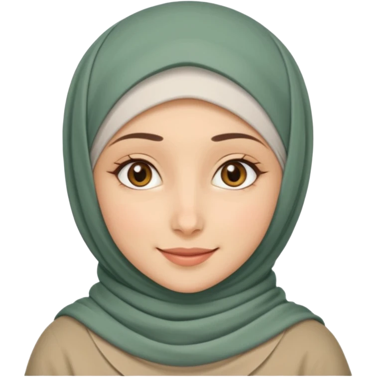 Fair skin, hazel eyes, hijab but exposed neck emoji