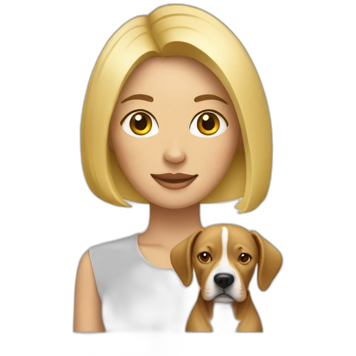 Blond lady with shoulder length bob haircut and a Pitbull dog emoji