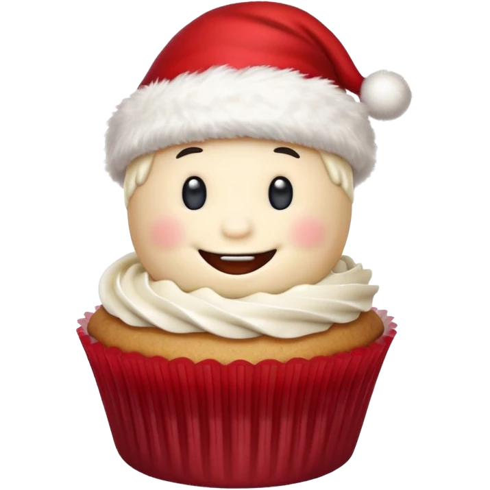 cupcake with a smile and a santa hat emoji