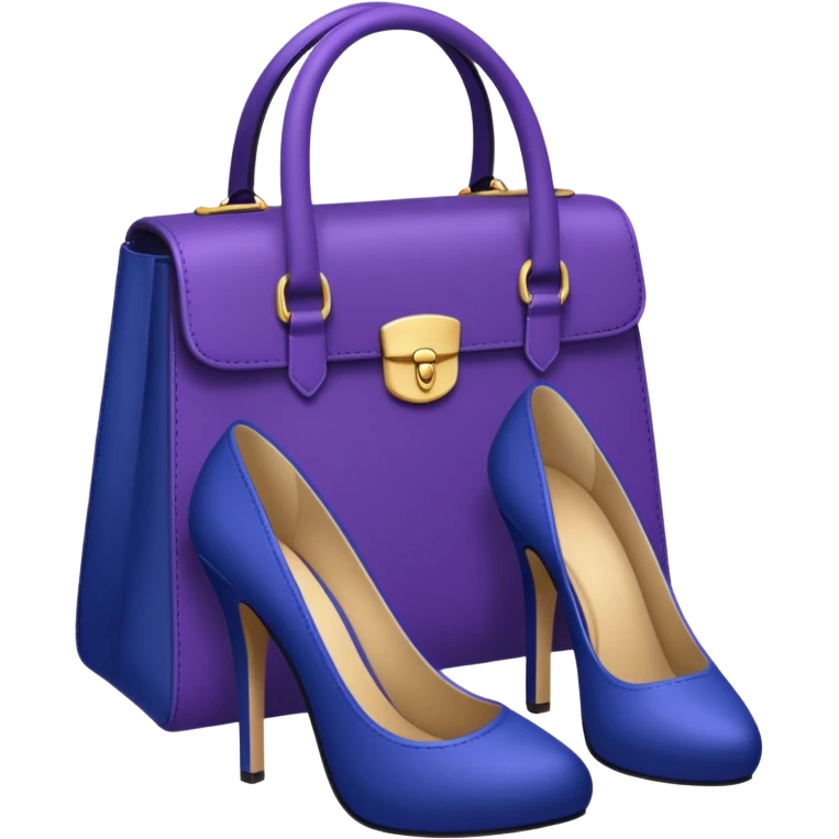 royal purple heels, cosmetics and deep blue bag emojis emoji