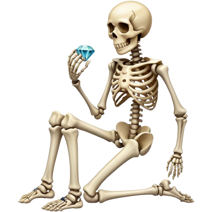 Skeleton on one knee proposing with diamond ring emoji