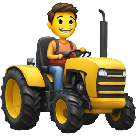happy person driving giant tractor emoji