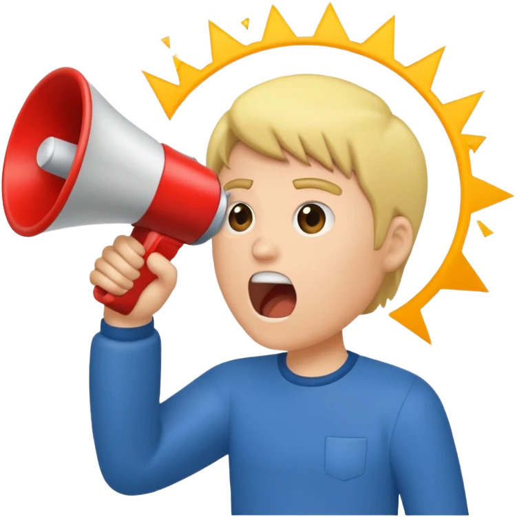  2nd pic yelling into megaphone held in right hand emoji