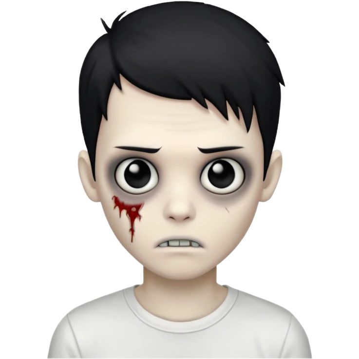 zombie boy with emo hair and white shirt emoji