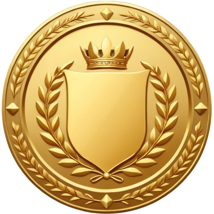 An elegant golden medal emblem with a sophisticated crest design, intricate details and a luxurious finish emoji