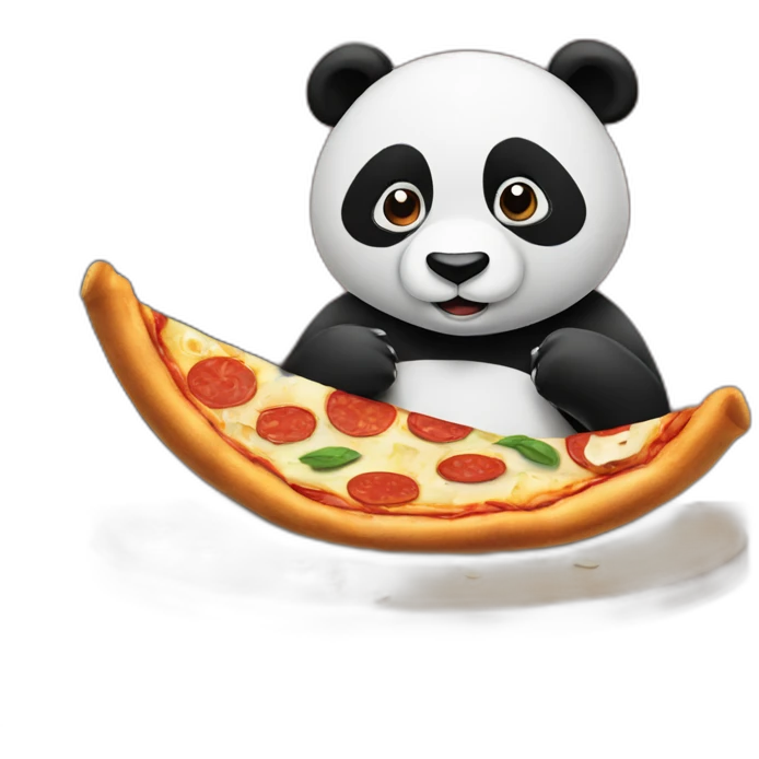 Panda eating slice of pizza and watching tv emoji