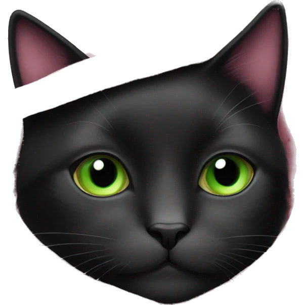 cozy black cat with green eyes in pink blanke emoji
