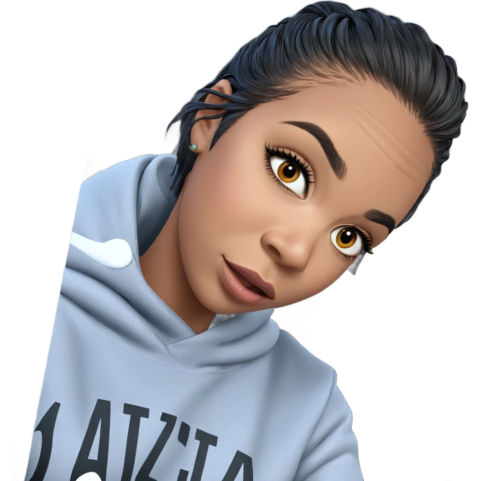 girl in hoodie with car emoji