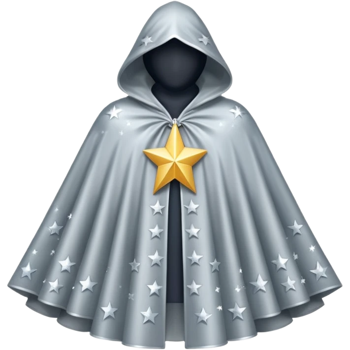 a fantasy  magic, silver color with star pattern cloak emoji