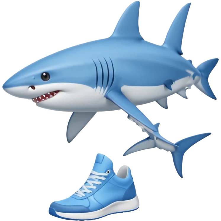 a blue shark walking on two legs, wearing blue high-top sneakers emoji