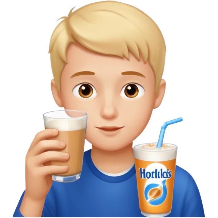 young boy drinking horlicks emoji