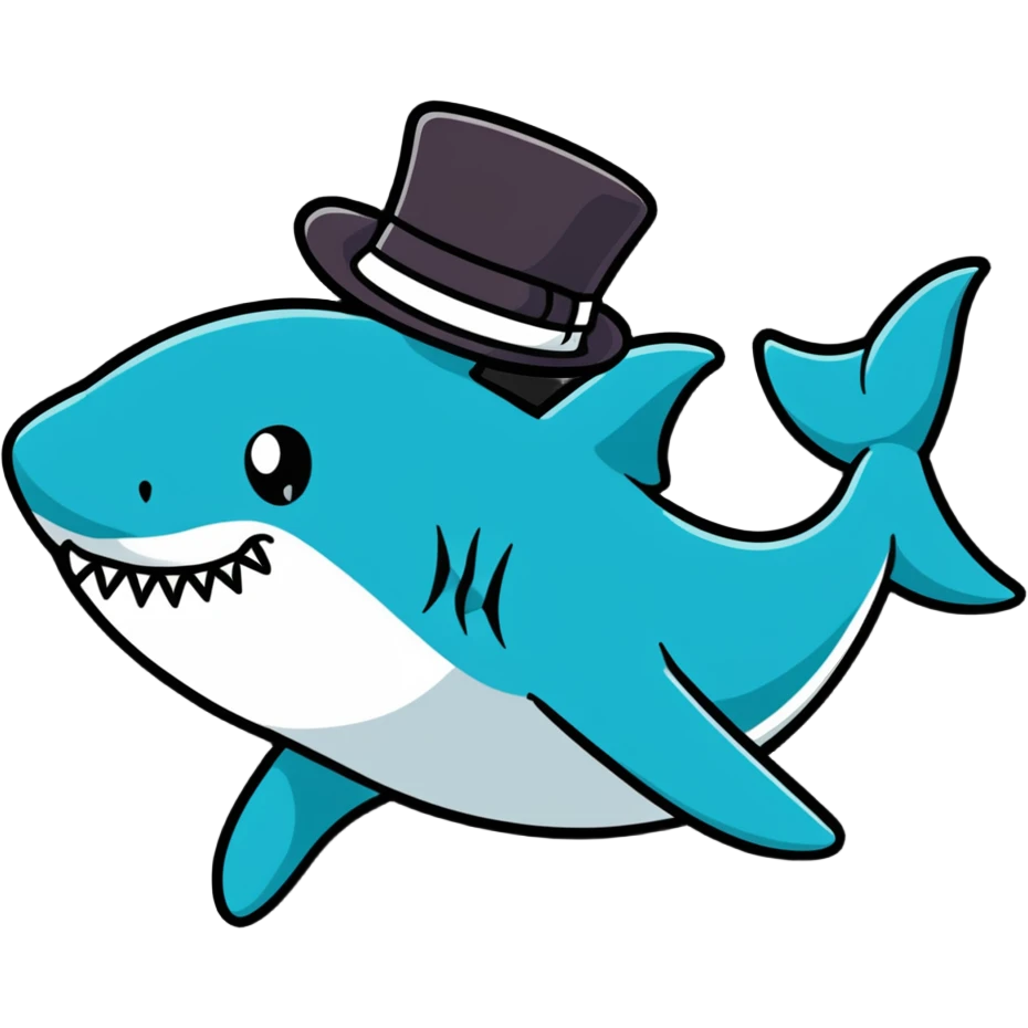 Shark with a top hat emoji