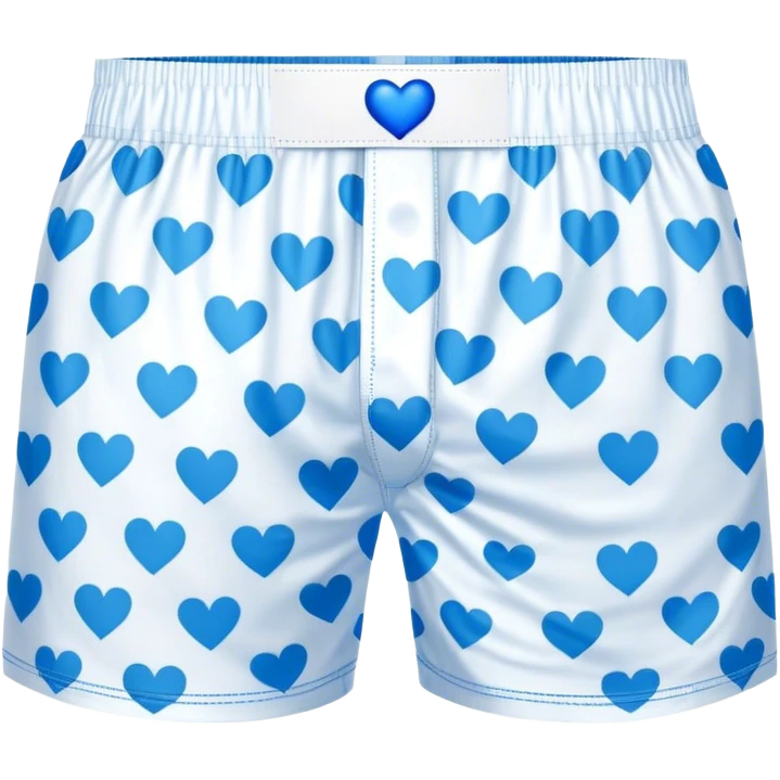 Blue heart patterned white pair of boxers emoji