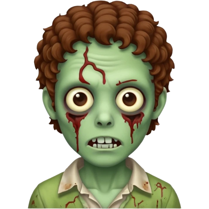 Zombie with lil bit curly medium brown hair emoji