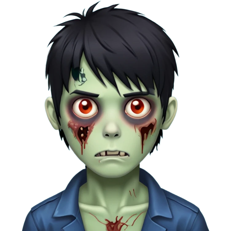 Zombie boy with messy black hair and bangs emoji