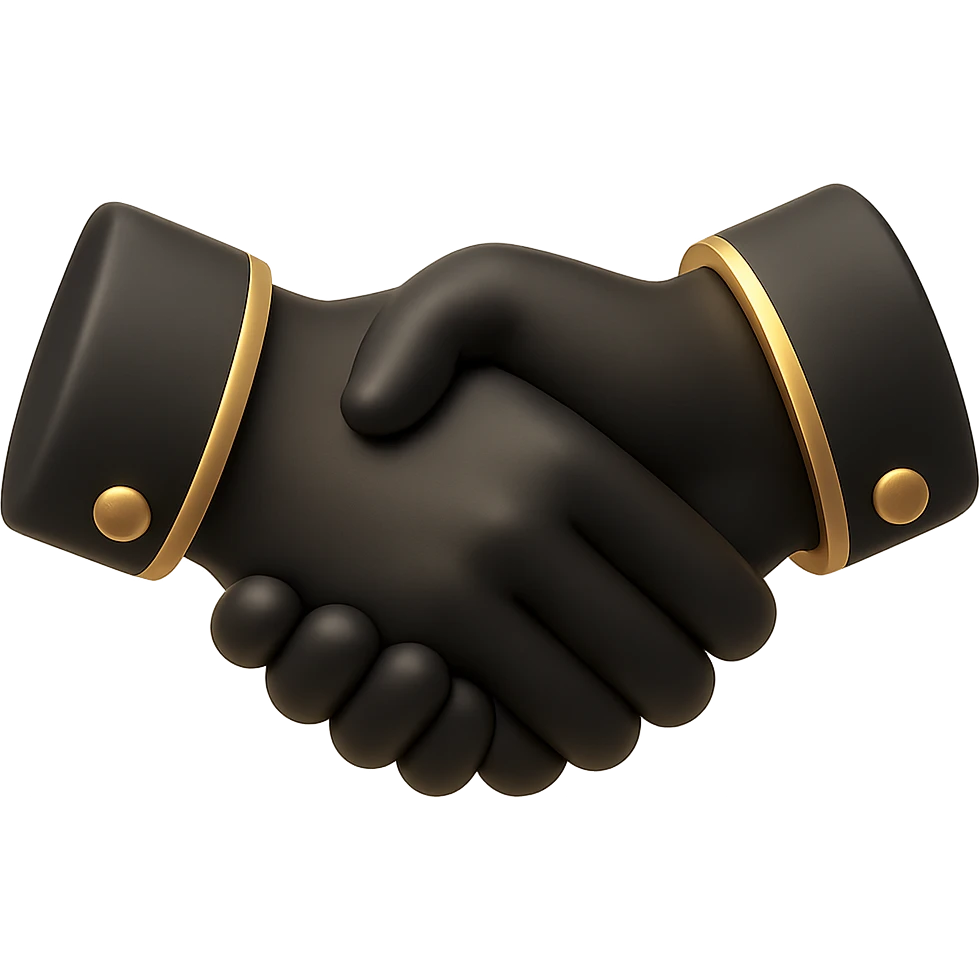 a handshake in 3D black style emoji