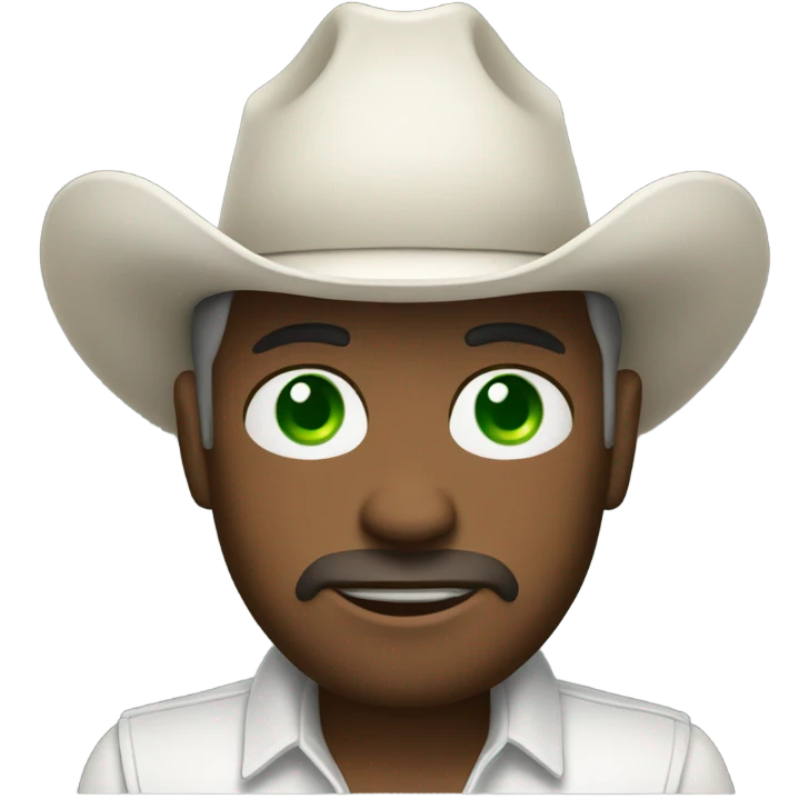 Full Body white Cowboy with green eyes  emoji