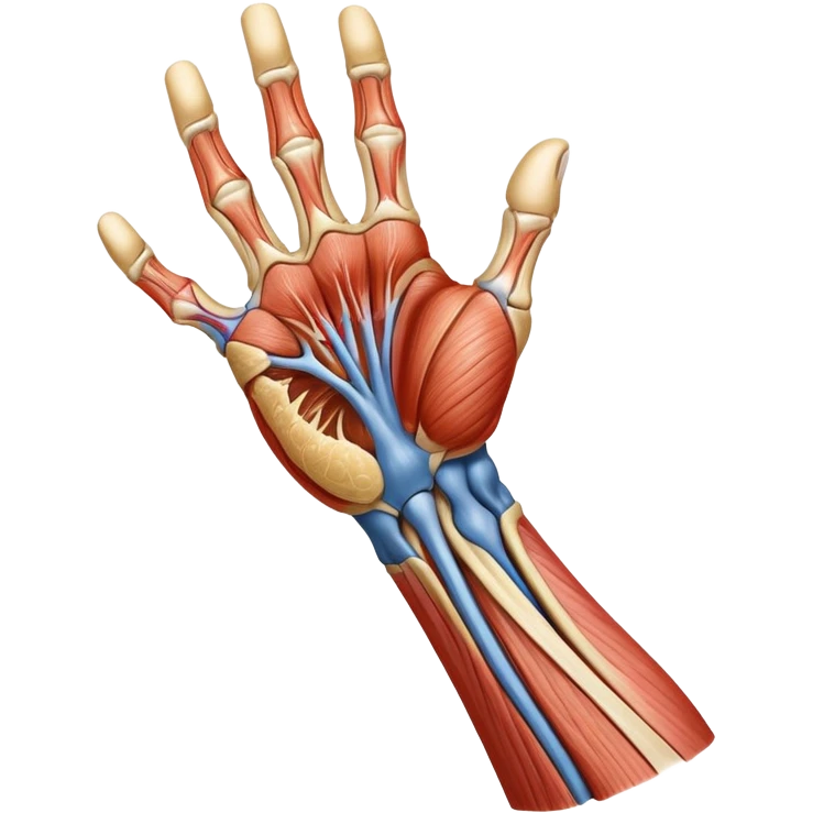 Hand holding a tendon anatomy diagram emoji
