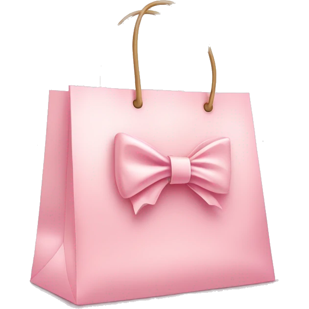 Elegant light pink shopping bag with bow emoji