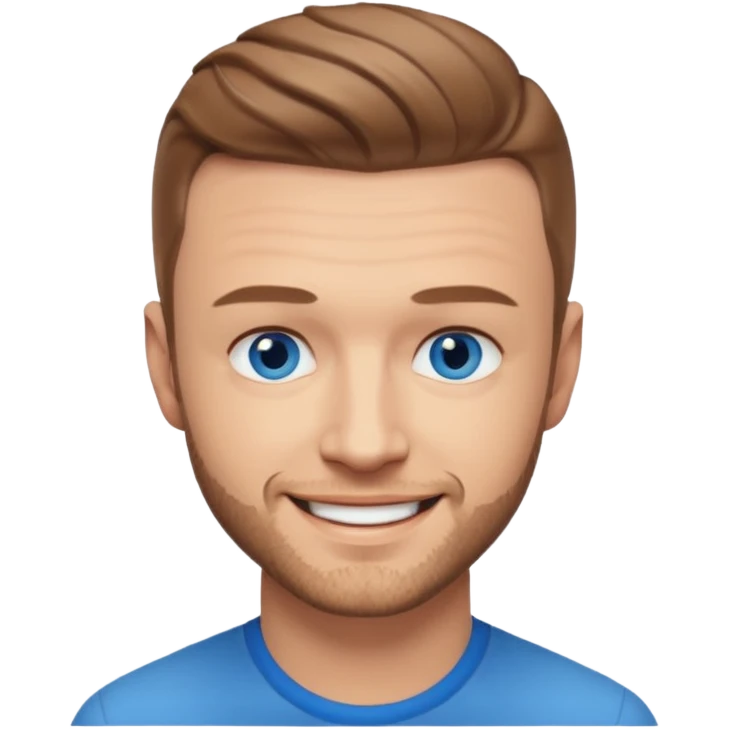 Justin Timberlake blue eyes, light brown hair emoji