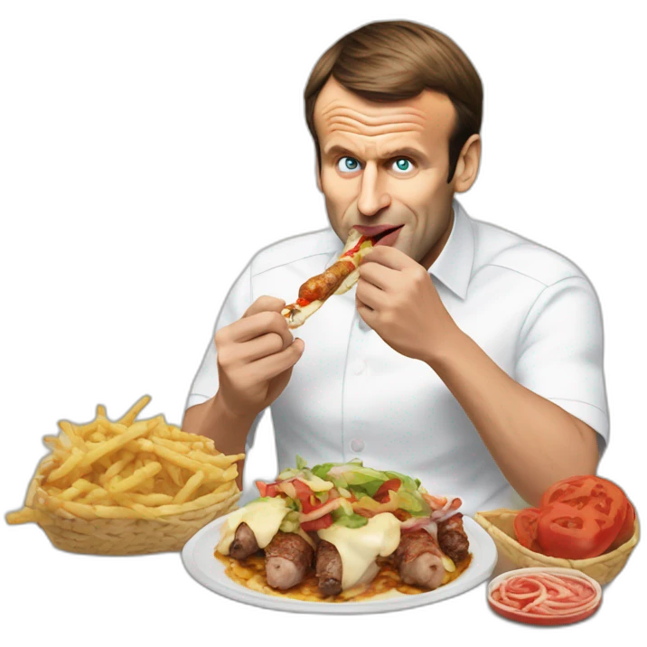 emmanuel macron eating a fat kebab emoji