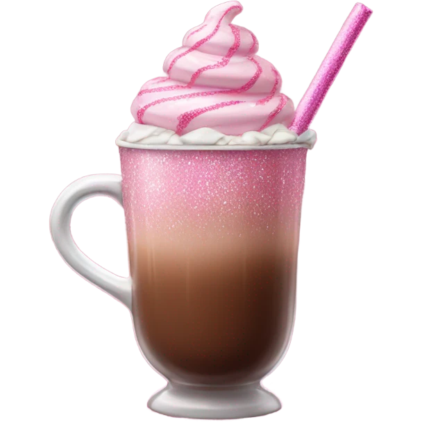Fancy Hot chocolate with pink straw and pink glitter emoji