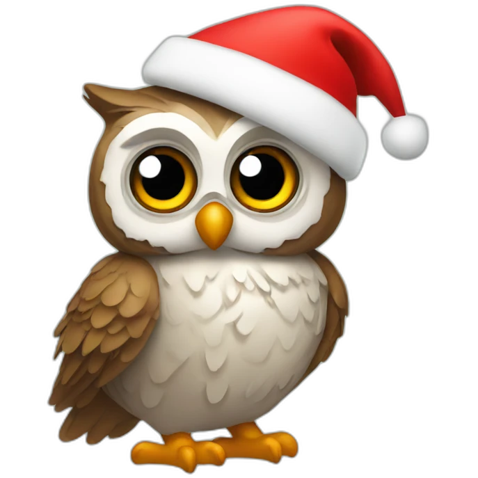 Owl with christmas hat emoji