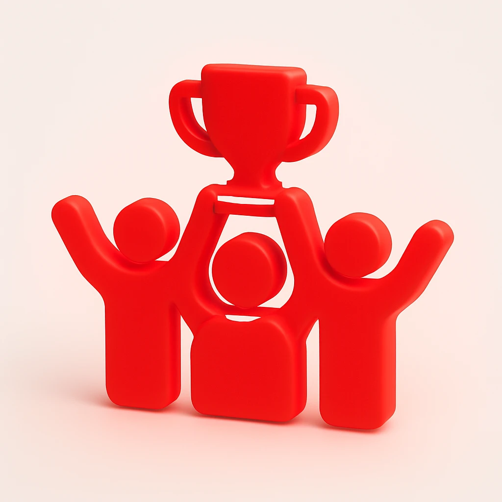 team celebrating with trophy emoji