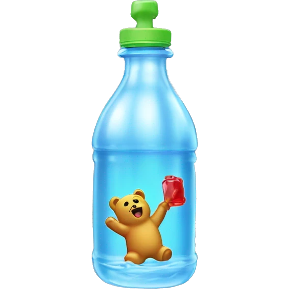 Gummy bear being precisely shot inside a water bottle  emoji