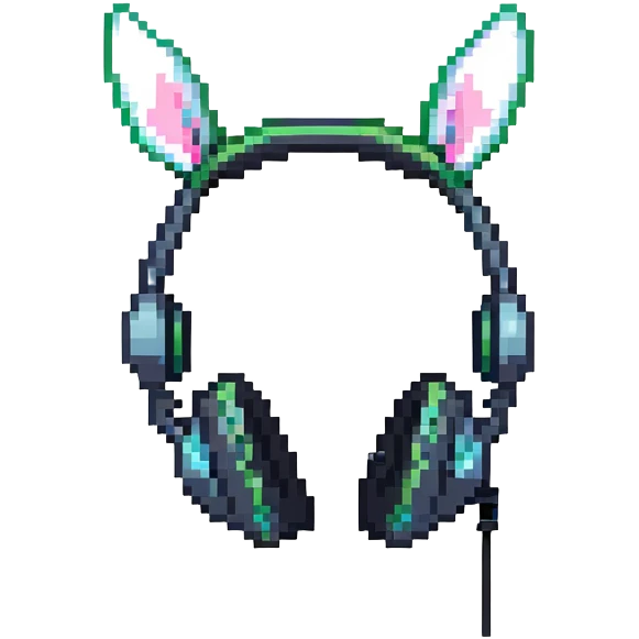 headphones with bunny ears, gaming accessories emoji