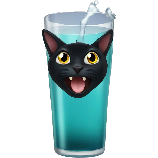 black cat drink in a glasswater  emoji