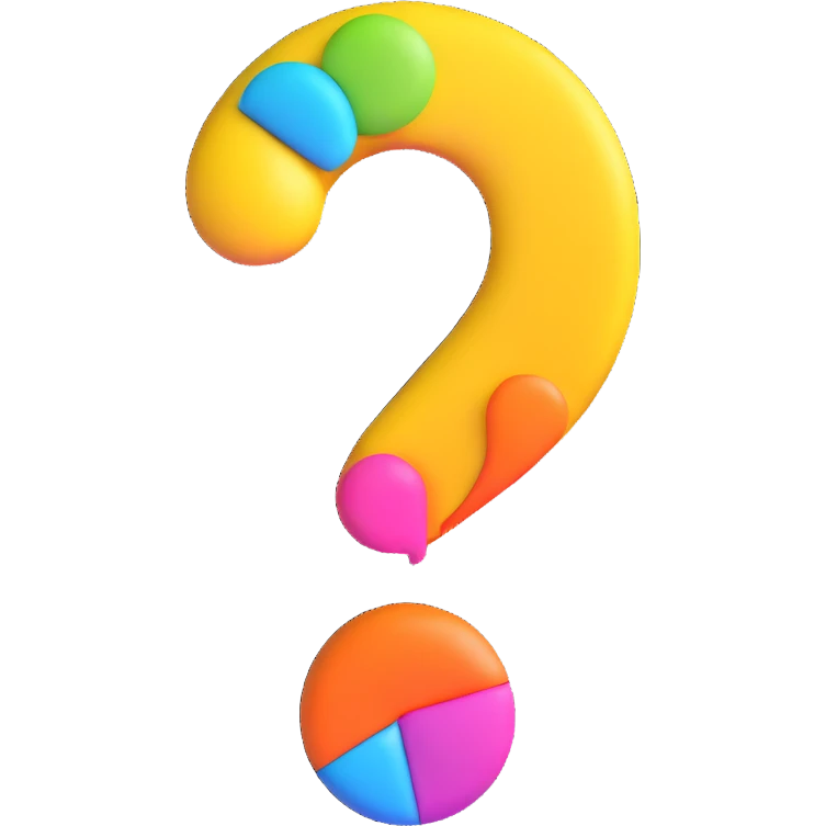 a floating question mark with a colorful and modern circular border, 3D emoji style, no text emoji