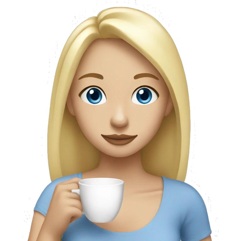 Girl (blue eyes, blonde hair) sipping tea emoji