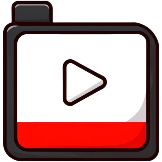 YouTube logo, red rectangle with rounded corners and white play button in the center emoji