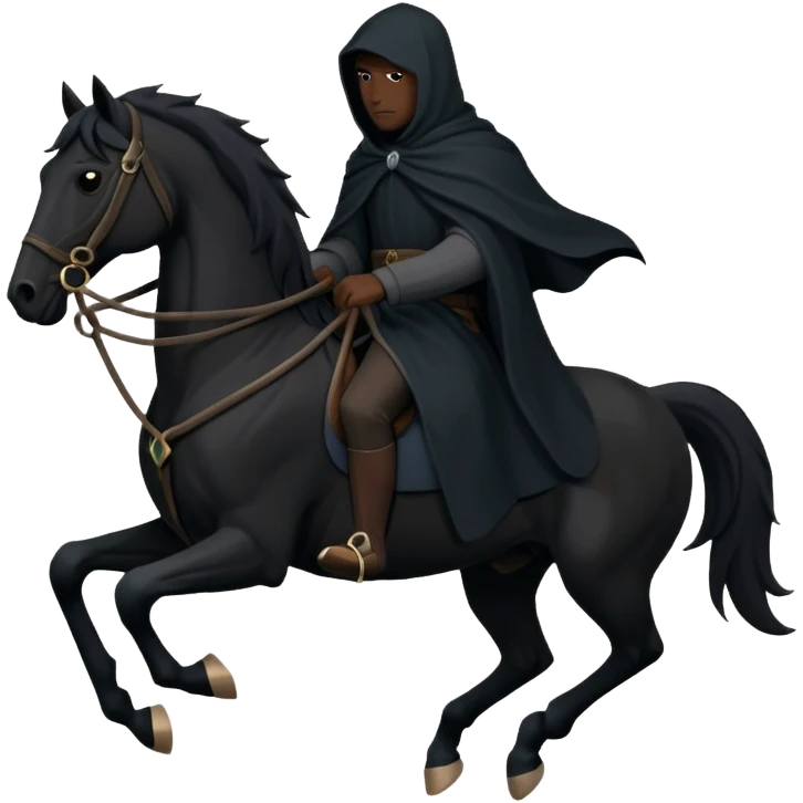 Nazgûl riding a black horse, shadowy and iconic, minimal details, Slack emoji style, no text emoji