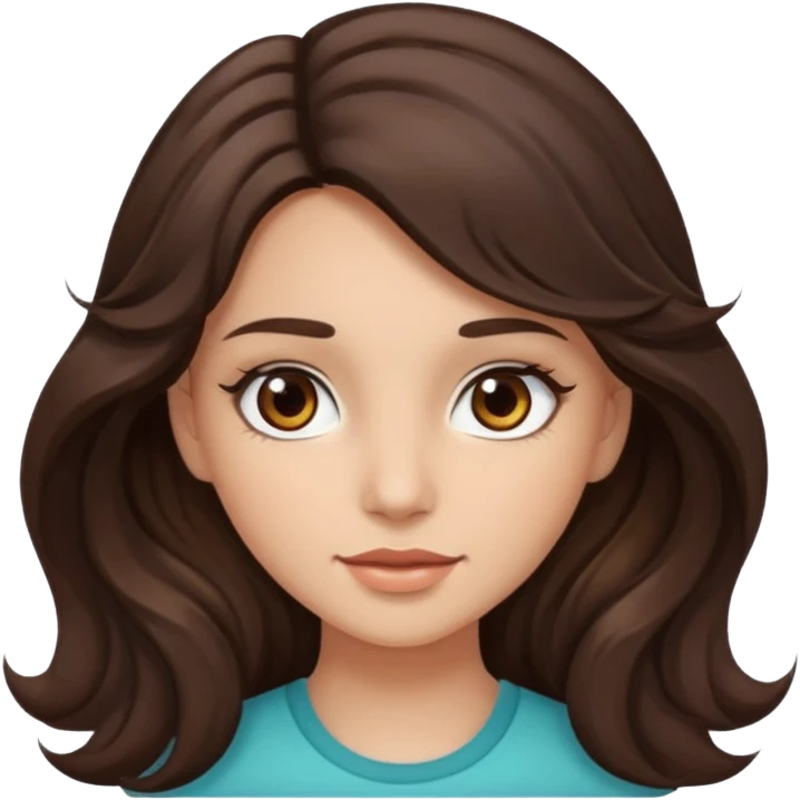 girl with wavy long dark brown hair, brown eyes, light to medium complexion, long lashes emoji