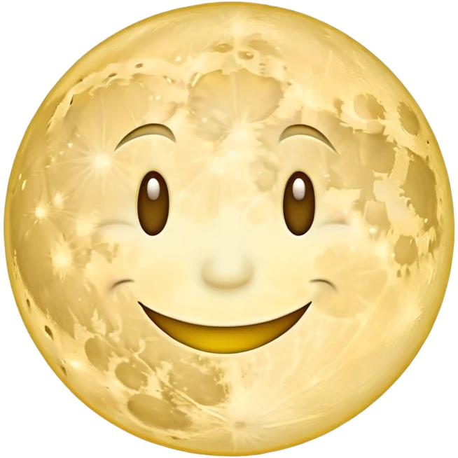 A full moon with a happy smiling face emoji