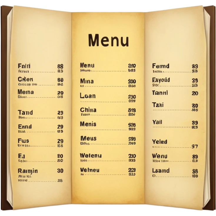 Paper menu from Chinese restaurant emoji