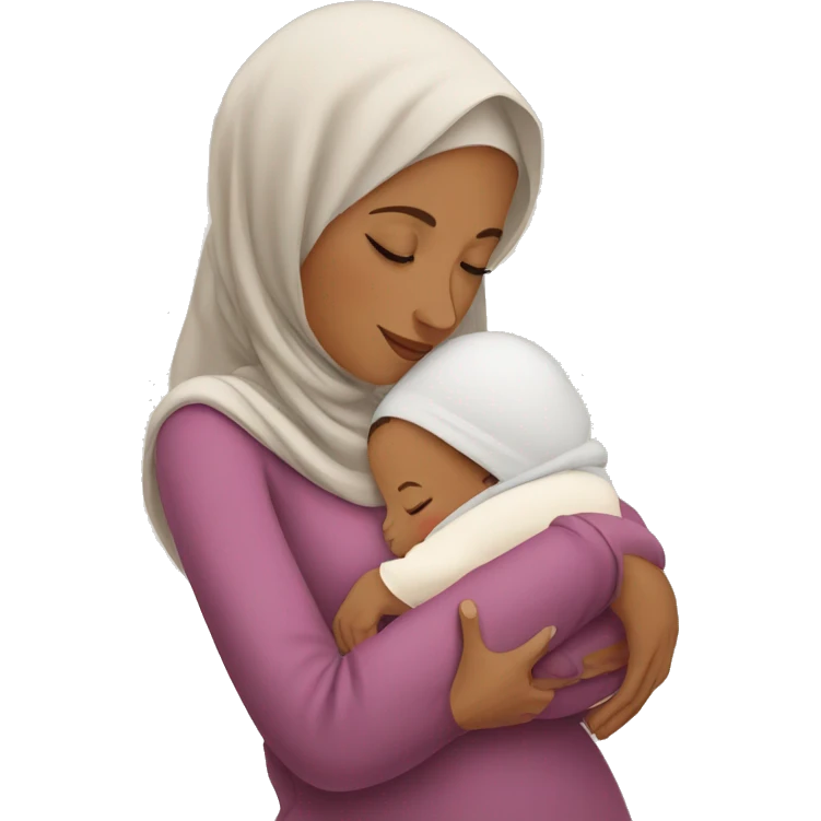 muslim wife with sleeping baby emoji